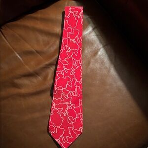 Disney handmade silk tie.  Red and white, 3 inches wide, good condition.